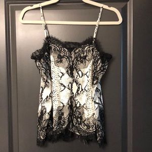 Silky black and white printed blouse from Fabrik